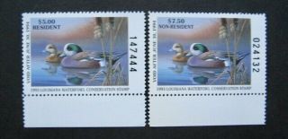 1993 Louisiana State Duck Migratory Waterfowl Stamp Mnhog Resident/non - Resident