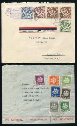Surinam Airmail Covers To Trinidad