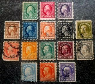 Buffalo Stamps: Scott 424 - 440 Washington/franklin Perf 10 Wmk,  Vf - Xf,  Cv = $380
