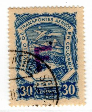 France - Colombia - Scadta Consular 30c Stamp W/ Secret Dot - Sc Clf72 Rrrr