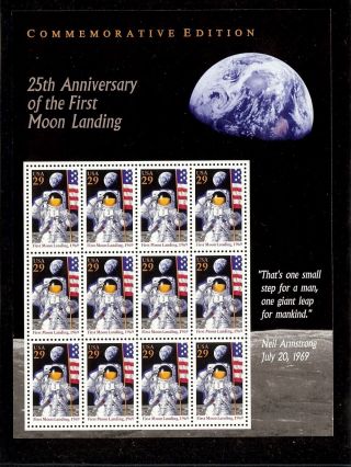 Us Sheet Scott 2841,  29c Stamp Moon Landing Sheet Of 12 Mnh Og Bcv $12