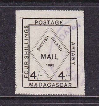 Madagascar 1895 British Inland Mail 4 Shilling Very Fine No Faults