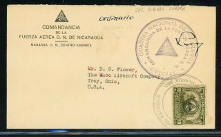 Nicaragua Postal History: Lot 27 1930s 10c Official Managua - Troy Ohio $$$