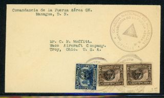 Nicaragua Postal History: Lot 26 1930s 8c Official Managua - Troy Ohio $$$
