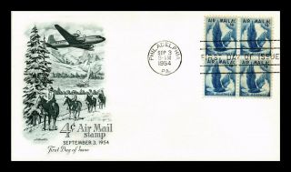 Dr Jim Stamps Us 4c Air Mail Eagle First Day Cover Scott C48 Block
