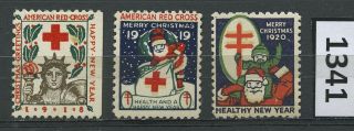Dealer Dave Cinderella Stamps 1918,  1919,  1920 Christmas Seals,  2 Mnh (1341)