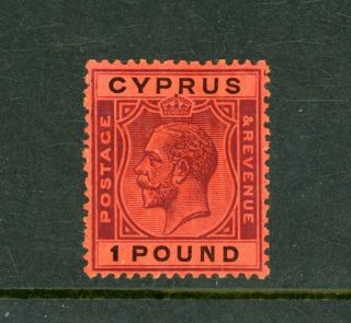 Cyprus 1924/8 £1 Purple/red (sg 201) Fine L.  H.  M.  (b113)