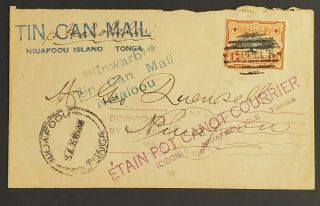 1935 Niuafoou Island Tonga Tin Can Mail Island Inwarb Cover