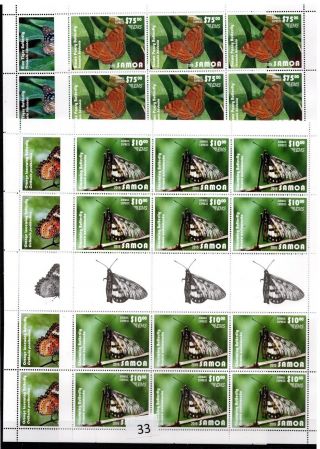 / 12x Samoa - Mnh - Nature - Butterflies - Plants - 2015 - Full Sheets