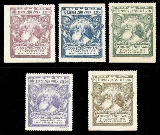 Belgium Poster Stamps - 1912 - Antwerp (anvers) Honoring Henrik Conscience (5)