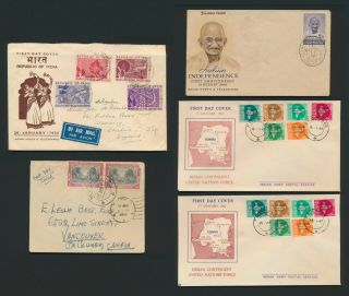 India Covers 1948 - 1062,  First Day Covers Inc Gandhi & Postally Inaugeration