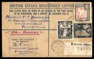 British Guiana Mazaruni Temereng Landing Registered Uprated 1950 Stationery Cove