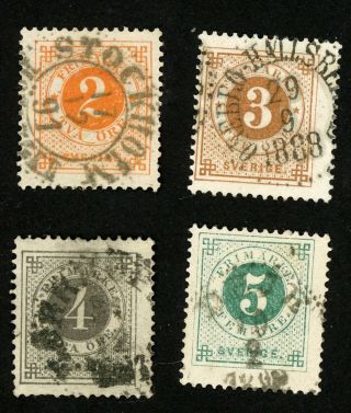 Sweden Stamps Scott 40,  41,  42 & 43 All:,  H/hr