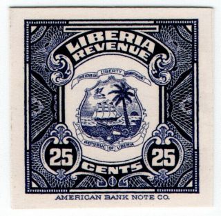 (i.  B) Liberia Revenue : Duty Stamp 25c (abn Proof)