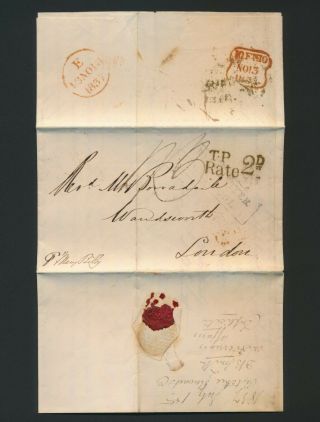 1837 India Cover To London,  Bombay - Ship Letter Liverpool,  Tp Rate 2d,  Entire,  Vf