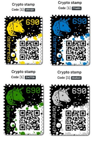 Crypto Stamp Set Of 4 Colours Yellow Blue Green Black 1 Day Uk Seller
