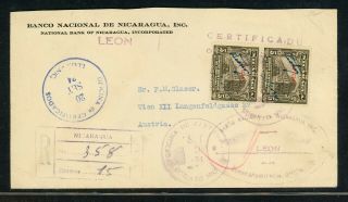 Nicaragua Postal History: Lot 10 1934 Reg Official Leon - Austria $$$