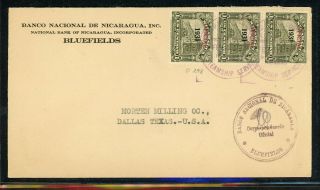 Nicaragua Postal History: Lot 8 1931 Official United Fruit Bluefields Dallas $$
