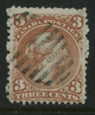 Watermarked " L " 1868 Canada 3 Cents Red Large Queen