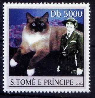 S.  Tome E Principle 2003 Mnh,  Olave Baden Powell,  Girl Scout Cat,  Domestic (h89)