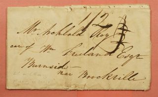 1835 Canada Stampless F/l Quebec Cancel To Burnside Near Brockville