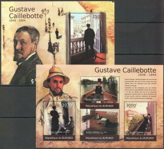 K548 2012 Burundi Art Famous Paintings Gustave Caillebotte Bl,  Kb Mnh Stamps