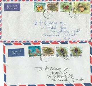 Hh1101 Seychelles Twelve Multi Stamped Covers Postcard Air Uk; 1977 - 1992