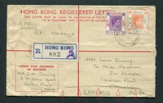 1939 Hong Kong GB KGVI 25c P.  S.  R.  Envelope PSRE (uprated $1,  $2) to GB UK 2