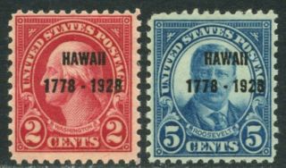 Us Sc 647 - 648 1928 Hawaii Issue Complete Og Nh