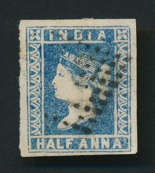 India Stamp 1854 Qv 1/2a Litho Sg 7 Die Ii Indigo,  Expansive Margins,  Vfu