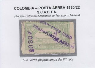 Colombia Airmail 1920/22 Scadta Seaplane Over River 50c Green Scott C24