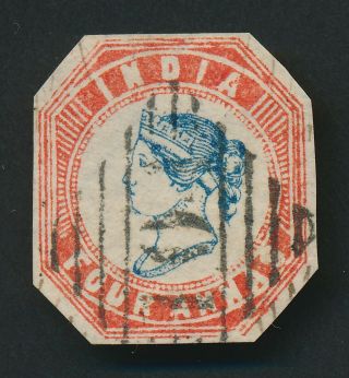India Stamp 1854 Qv 4a Litho Head Die Iii Frame I,  Sg 21,  Resplendent Colour