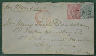 Straits Settlements Malaya Stamp Cover 1877 To England From Singapore (v84)