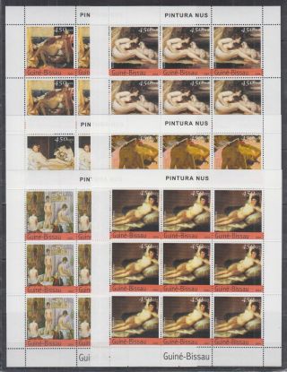 Y690.  9x Guinea - Bissau - Mnh - Nature - Paintings - Nude - Full Sheet