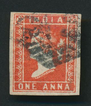 India Stamp 1854 Qv 1a Deep Red Litho,  Die I,  Sg 1,  4 Margins Vfu