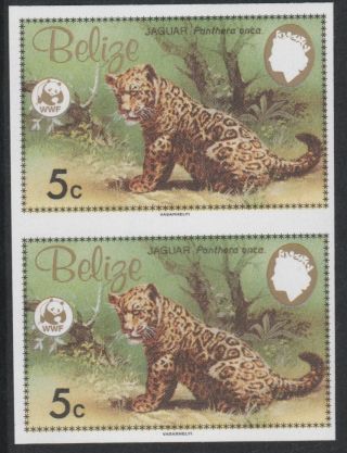 Belize (1257) - 1983 Wwf Jaguar 5c Imperf Pair Unmounted