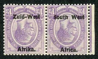 South West Africa Sg8a 1923 1/3 Pale Violet 14mm Spacing Opt Inverted M/m