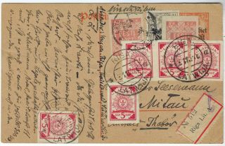 Latvia 1919 Registered Reuse Of Estonia Stationery Card Riga To Mitau