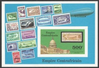 Central African Republic C187 75th Anniversary Of Zeppelin Proof Card