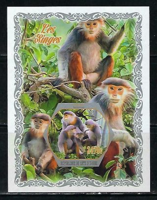 M1445 Nh 2018 Souvenir Sheet Of Hexigon Shape Wild Animals Primates Monkeys