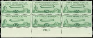 Us Scott C18 Plate Block/6,  Xf - O.  G.  - Nh,  Baby Zeppelins From Garyposner