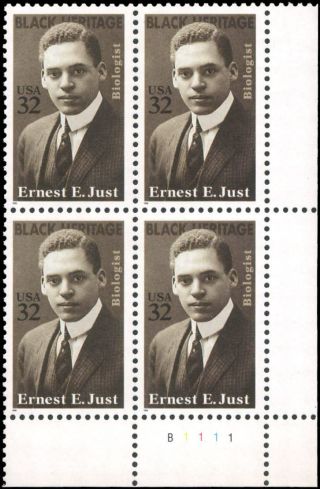 Us 3058 Mnh Plate Block Of 4,  32c Ernest Just