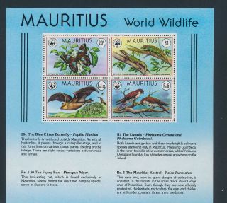 Xb66482 Mauritius Wildlife Insects Bugs Flora Butterflies Xxl Sheet Mnh