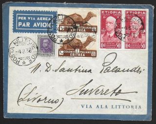 Italian Ethiopia Covers 1936 Mixed Franked Militairy Airmailcover To Suvereto