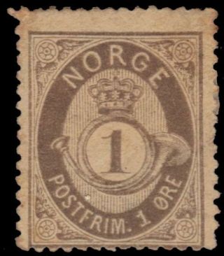 Norway 22 (mi22) - Numeral And Post Horn " 1877 Printing " (pf89575) $12