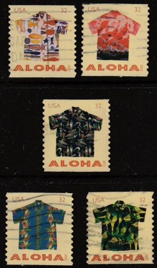 Scott 4597 - 4601 Set Of 5,  Aloha Shirts Coil (off Paper)