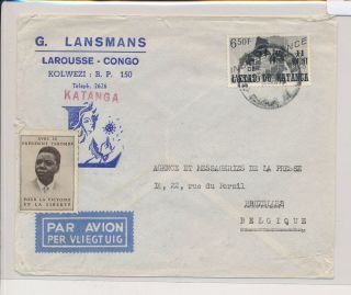 Lk52298 Congo Katanga To Brussels Air Mail Cover