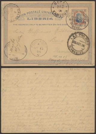 Liberia 1906 - Postal Stationery To Cameroon - German Paquebot 30583/3