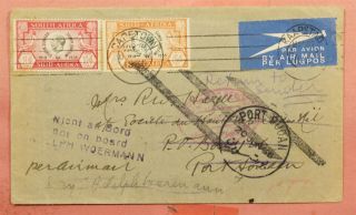 1935 South Africa Airmail To Port Sudan Rts On Board Ship Adolph Woermann