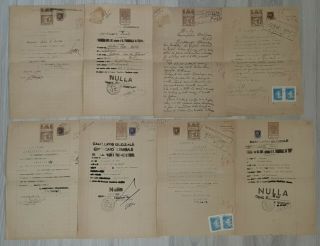 Libya,  Tripoli Municipality Revenue Stamps Lot 8 Different Documents